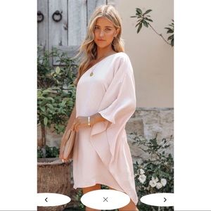 VICI SIDE TO SIDE ONE SHOULDER STATEMENT DRESS- PALE BLUSH PINK